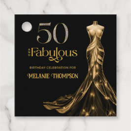 Fifty and Fabulous Gold Dress Black 50th Birthday フェイバータグ