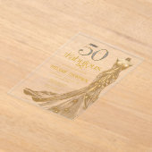 Fifty and Fabulous Gold Dress Photo 50th Birthday アクリル招待状 (レイダウン)