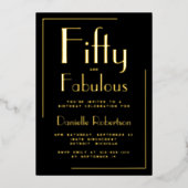 Fifty and Fabulous Gold Foil 50th Birthday Party 箔招待状 (正面)