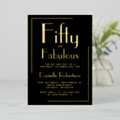 Fifty and Fabulous Gold Foil 50th Birthday Party 箔招待状 (立ち正面)