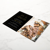 Fifty and Fabulous Gold Text Photo 50th Birthday 箔招待状 (回転した状態)