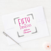 Fifty and Fabulous Hot Pink Art Deco 50th Birthday スクエアシール (封筒)
