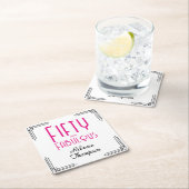 Fifty and Fabulous Hot Pink Art Deco 50th Birthday スクエアペーパーコースター (インサイチュ)
