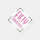 Fifty and Fabulous Hot Pink Art Deco 50th Birthday スタンダードカクテルナプキン (角)
