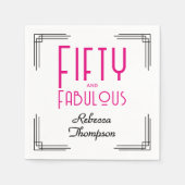Fifty and Fabulous Hot Pink Art Deco 50th Birthday スタンダードカクテルナプキン (正面)