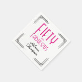 Fifty and Fabulous Hot Pink Art Deco 50th Birthday スタンダードカクテルナプキン (角)