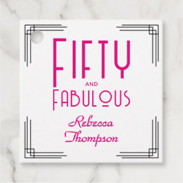 Fifty and Fabulous Hot Pink Art Deco 50th Birthday フェイバータグ