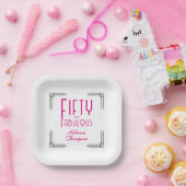 Fifty and Fabulous Hot Pink Art Deco 50th Birthday ペーパープレート (パーティー)