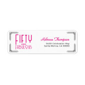 Fifty and Fabulous Hot Pink Art Deco 50th Birthday ラベル (正面)