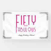 Fifty and Fabulous Hot Pink Art Deco 50th Birthday 横断幕 (横)