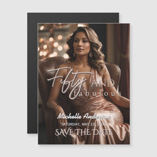 Fifty and Fabulous Magnetic Save the Date (正面/裏面)