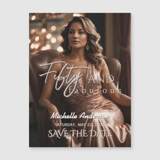 Fifty and Fabulous Magnetic Save the Date (正面)