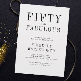 Fifty and Fabulous Minimal 50th Birthday Party 招待状