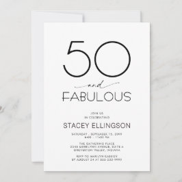 Fifty and Fabulous Minimal 50th Birthday Party 招待状