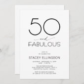 Fifty and Fabulous Minimal 50th Birthday Party 招待状 (正面/裏面)