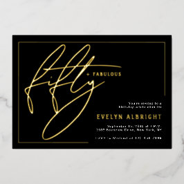 Fifty and Fabulous Minimal 50th Birthday Party 箔招待状