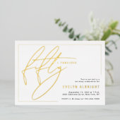 Fifty and Fabulous Minimal 50th Birthday Party  箔招待状 (立ち正面)