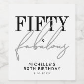 Fifty And Fabulous Modern 50th Birthday Party ワインラベル (シングルラベル)