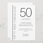 Fifty and Fabulous Modern 50th Birthday Party 招待状 (正面/裏面)
