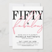 Fifty And Fabulous Modern 50th Birthday Party 招待状 (正面)