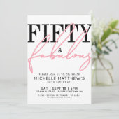 Fifty And Fabulous Modern 50th Birthday Party 招待状 (スタンド正面)