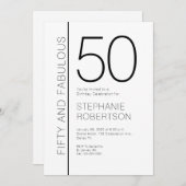 Fifty and Fabulous Modern 50th Birthday Party 招待状 (正面/裏面)