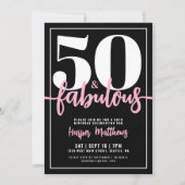 Fifty And Fabulous Modern 50th Birthday Party 招待状 (正面)