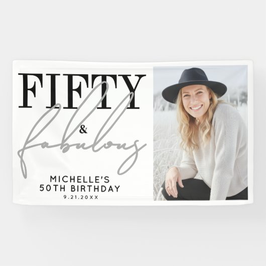 Fifty And Fabulous Modern 50th Birthday Party 横断幕 (横)