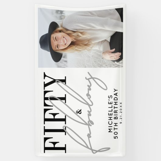 Fifty And Fabulous Modern 50th Birthday Party 横断幕 (縦)