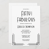 Fifty and Fabulous Modern Art Deco 50th Birthday 招待状 (正面/裏面)