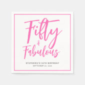 Fifty and Fabulous Name Date 50th Birthday Party スタンダードカクテルナプキン (正面)
