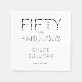 Fifty and Fabulous Name Date 50th Birthday Party スタンダードカクテルナプキン
