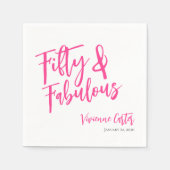 Fifty and Fabulous Name Date 50th Birthday Party スタンダードカクテルナプキン (正面)
