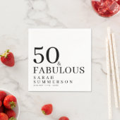 Fifty and Fabulous Name Date 50th Birthday Party スタンダードカクテルナプキン (インサイチュ)