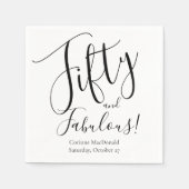 Fifty and Fabulous Name Date 50th Birthday Party スタンダードカクテルナプキン (正面)