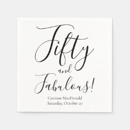 Fifty and Fabulous Name Date 50th Birthday Party スタンダードカクテルナプキン