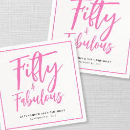 Fifty and Fabulous Name Date 50th Birthday Party スタンダードカクテルナプキン