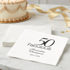 Fifty and Fabulous Name Date 50th Birthday Party スタンダードカクテルナプキン