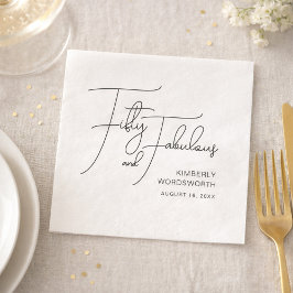 Fifty and Fabulous Name Date 50th Birthday Party スタンダードカクテルナプキン