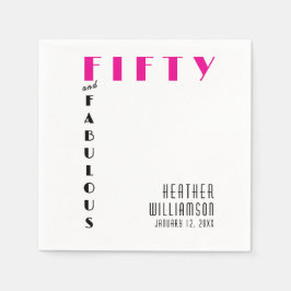 Fifty and Fabulous Name Date 50th Birthday Party  スタンダードカクテルナプキン