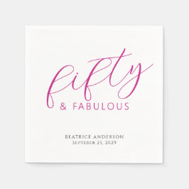 Fifty and Fabulous Name Date 50th Birthday Party スタンダードカクテルナプキン