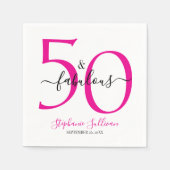 Fifty and Fabulous Name Date 50th Birthday Party スタンダードカクテルナプキン (正面)