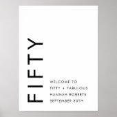 Fifty and Fabulous Name Date 50th Birthday Party ポスター (正面)