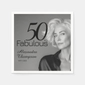 Fifty and Fabulous Name Date 50th Photo Party スタンダードカクテルナプキン (正面)