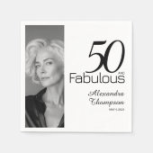 Fifty and Fabulous Name Date 50th Photo Party スタンダードカクテルナプキン (正面)