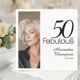 Fifty and Fabulous Name Date 50th Photo Party スタンダードカクテルナプキン