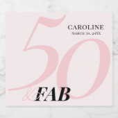 Fifty and Fabulous Name Date Birthday Invitation スパークリングワインラベル (シングルラベル)