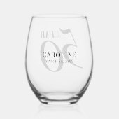 Fifty and Fabulous Name Date Birthday Party ステムなしワイングラス (裏面)