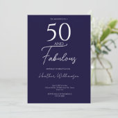 Fifty and Fabulous Navy 50th Birthday Party 招待状 (スタンド正面)