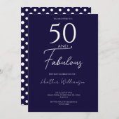 Fifty and Fabulous Navy 50th Birthday Party 招待状 (正面/裏面)
